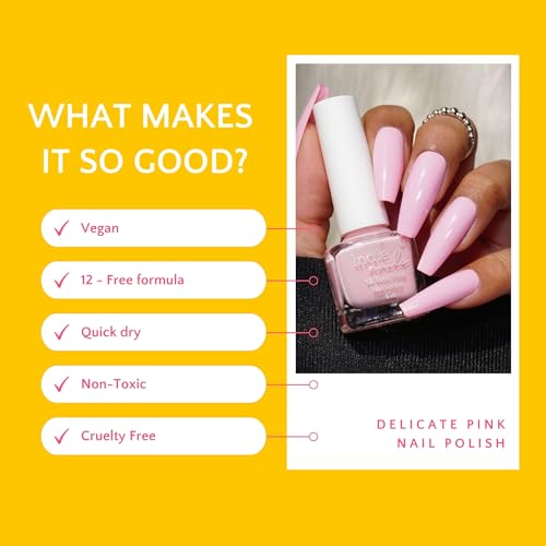 Image of Nail Polish Delicate Pink - Light Baby Pink Shade Long-Lasting, High-Shine Finish | Chip-Resistant & Quick-Drying Formula | Vegan & 12-Free Nail Paint For Women 5ml