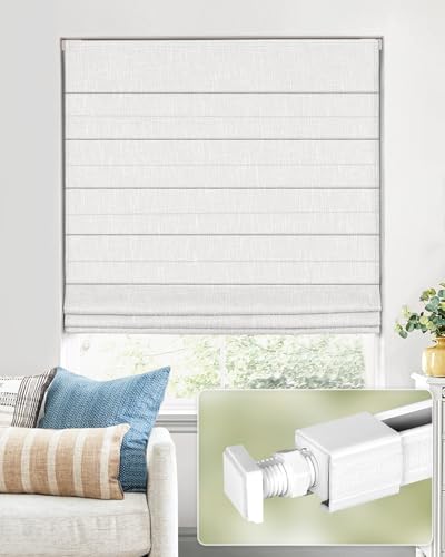 UNISHADES No Tools No Drill Cordless Roman Shades for Indoor Windows 100% Blackout, for Window Size 23' W × 48' H White