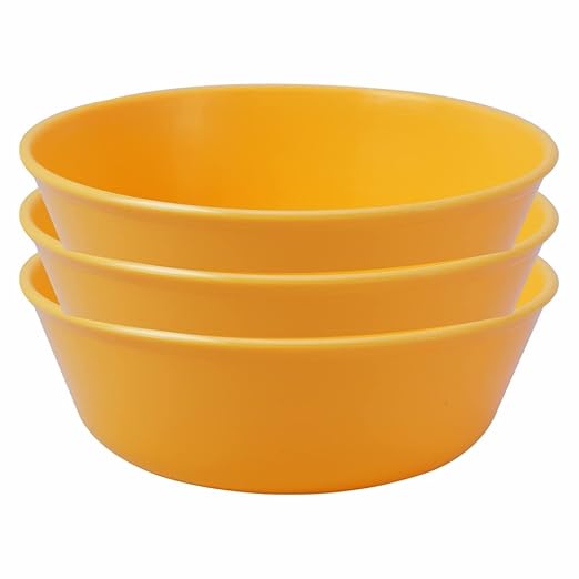 Plastic Prime Sigma 500 Unbreakable BPA Free Plastic Bowl Set for Cereal, Salad, Rice, Soup, Pasta, Snack Bowl, Microwave Safe, Dishwasher Safe, 4 Pcs, 450 ml (Yellow)