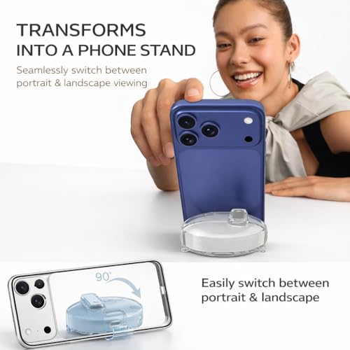 Image of Clear TPU Case for Oneplus Buds 4 with Metal Keyring, Built-in Phone Stand, Locking-Switch Design, Dust and Water Protection Cover (Transparent Blue with Stand)