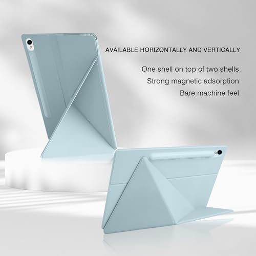 Image of Magnetic Case for Samsung Galaxy Tab S10 FE /S9 FE 10.9 Inch /S9 11 Inch (SM-X520 /X526B /X510 /X516B /X710 /X716B) Tablet with S-Pen Holder, Auto Wake /Sleep Smart Tablet Cover, Ice Blue