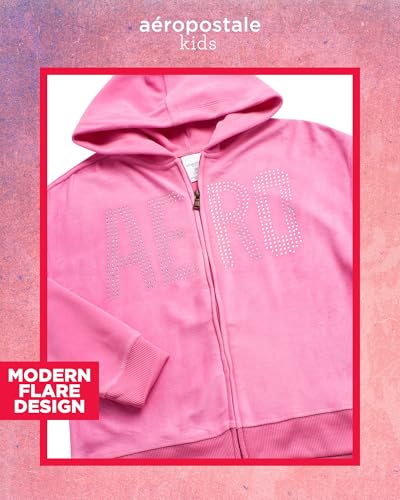 AEROPOSTALE Girls Sweatsuit Set - 2 Piece Zip Up Hoodie Sweatshirt and Flare Cargo Pants Outfit - Girls Activewear Set (4-12)3