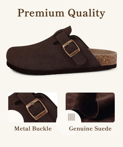 Image of ODOLY Genuine Suede Clogs for Women Men Comfort Cork Footbed Potato Shoes