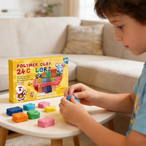 Arcilla de modelar infantil de 24 colores, masa de modelado autoendurecida de cerámica 4