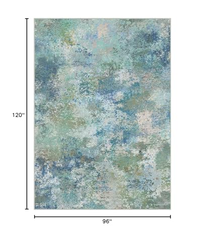 Area Rugs 8x10 Machine Washable Area Rug for Bedroom Living Room Dining Room, Large Modern Abstract Soft Rugs, Indoor Low Pile Carpet with Non Slip Rubber Backing, Abstract Blue Green