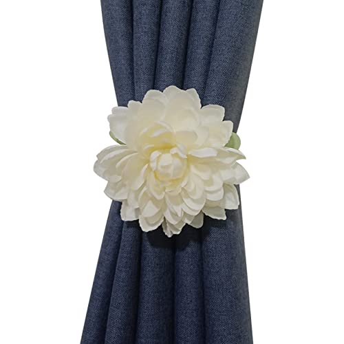 BAMFY Calamite for Tende, 2 Pz Fiore Fermatenda for Drappi Casa Parete Decorazione Ferma Tende (Color : Bianca)