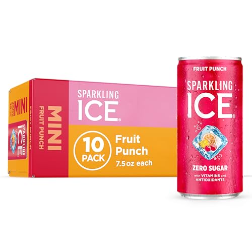 Sparkling Ice Fruit Punch Sparkling Water, with Antioxidants and Vitamins, Zero Sugar, 7.5 fl oz Mini Cans (Pack Of 10)