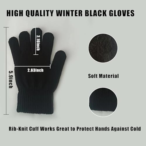 5 Colors Kids Magic Gloves Full Fingers Knit Gloves for Kids Boys Girls Stretchy Warm Winter Gloves Age 3-52