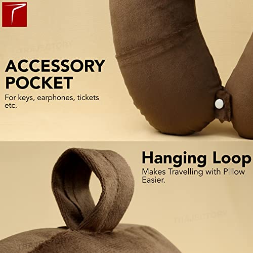 Image of Trajectory Supercomfy Brown Neck Pillow Rest Cushion for Travel in Flight car Train Airplane with 2 Years Warranty for Men and Women(Pack of 2)