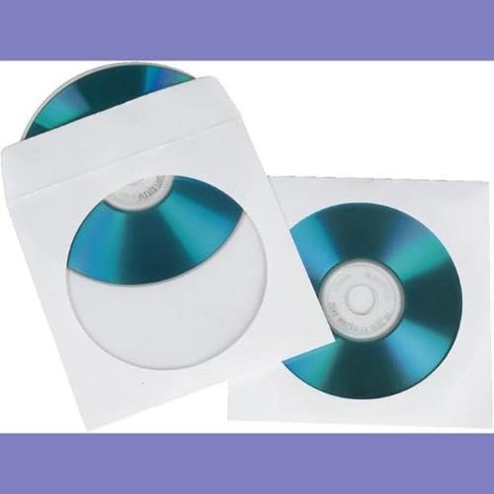 Hama Pochettes de Protection Papier pour CD DVD Blu-Ray Lot de 50 Blanc Transparent
