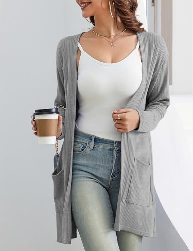 Image of OmicGot Women's Cardigans with Pockets Casual Lightweight Classic Open Front Cardigan Sweaters for Women S-XL