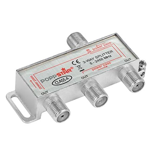 Poppstar Satellite Splitter TV de Tres Salidas (Adecuado para análogo, Digital, unicable, HD, 4K), Mezclador satelite para Cable, TV, Radio, LNB