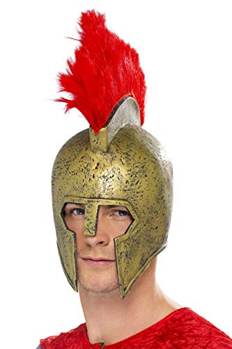 SMIFFYS Elmo del Gladiatore Perseo, Oro con Piuma