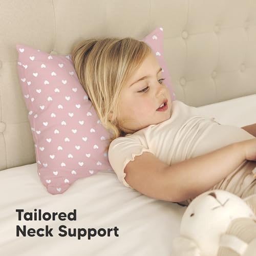 Image of KeaBabies 2pk Toddler Pillows 2 Year Old to 5,13x18 Kids Pillow (Hearts) | Soft Organic Cotton Kids Pillow for Sleeping, Travel, School, Daycare, Nap, Toddler Bed, Machine Washable, Without Pillowcase