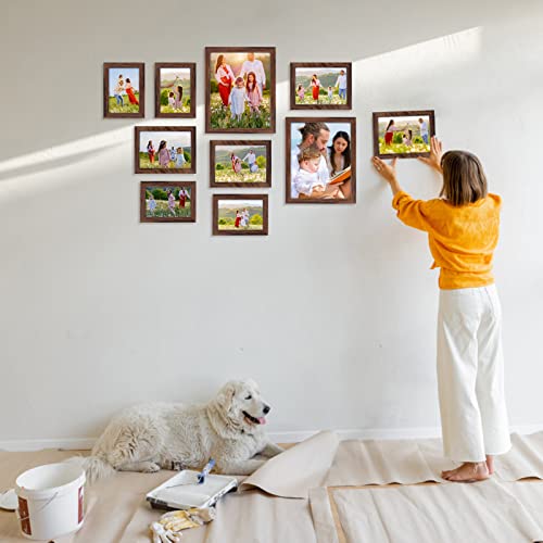 Giftgarden 10-Pack Brown Picture Frames for Multiple Sizes Photos, Four 4x6, Four 5x7, Two 8x10, Multi Assorted Rustic Walnut-Color Frame Collage for Wall or Tabletop - Image 5