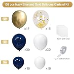 Navy Blue Gold Balloons Garland Kit, 120 pcs Navy and Gold Confetti White Balloons Arch for Graduation Birthday Party Baby Shower DIY Decoration - Image 2