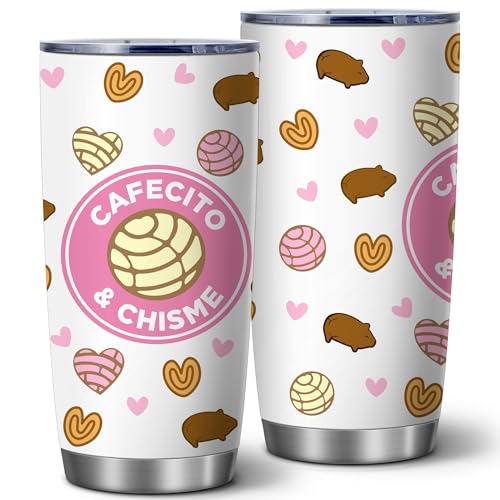 Cafecito Y Chisme Mug,Cute Mexican Coffee Mugs Tumbler Cup,Cafecito & Chisme Insulated Tumbler,20 Oz Funny Gifts for Women,Birthday Gift for Mom,Mom's Day Gift,Coffee Travel Mug for Friends,1 Pcs