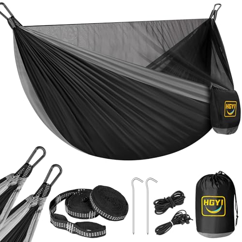 Image of Camping Hammock Mosquito Net,Double & Single Portable Hammocks Hammocks with 2 Tree Straps,Hammock Tent for Travel Camping,Camping Accessories for Indoor Outdoor Hiking Backpacking Backyard Beach