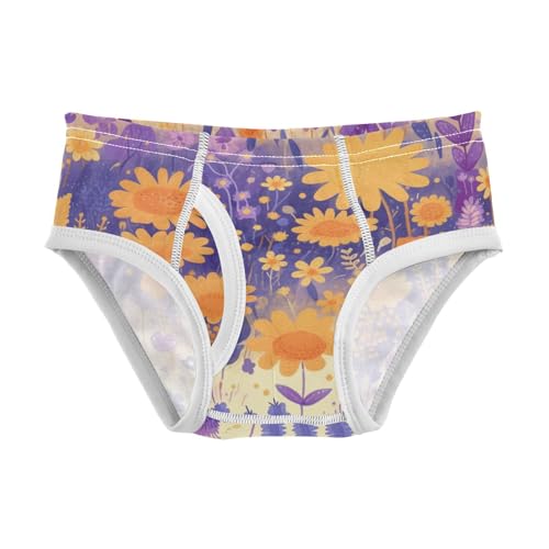 KLL Vintage Embroidery Honey Bee with Wild Flowers Toddler Boy Soft Underwear Briefs Breathable Undies