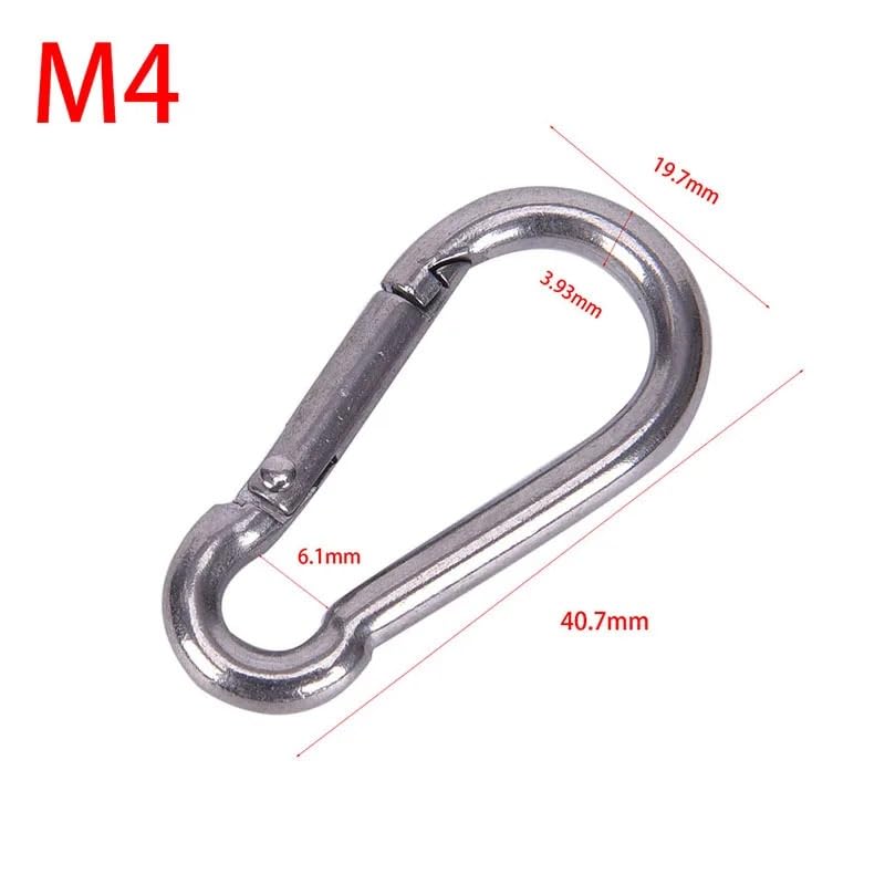 Clip d'alpinisme， Lot de 2 mousquetons en Acier Inoxydable M4 M5 M6 M7 M8
