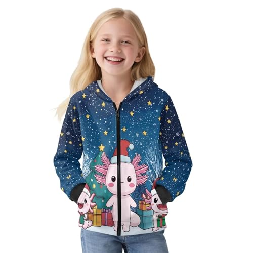 Suobstales Full Zip Fleece Hoodie Long Sleeve Sweatshirt Jackets Casual 6-16T Hooded Pullover Winter Outerwear for Girls Kids