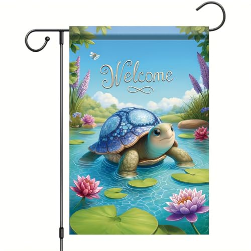 Welcome Summer Turtle Garden Flag 12x18 Double Sided Small Summer Tropical Ocean Sea Garden Yard House Flags Seasonal Spring Summer Outdoor Decoration Banner