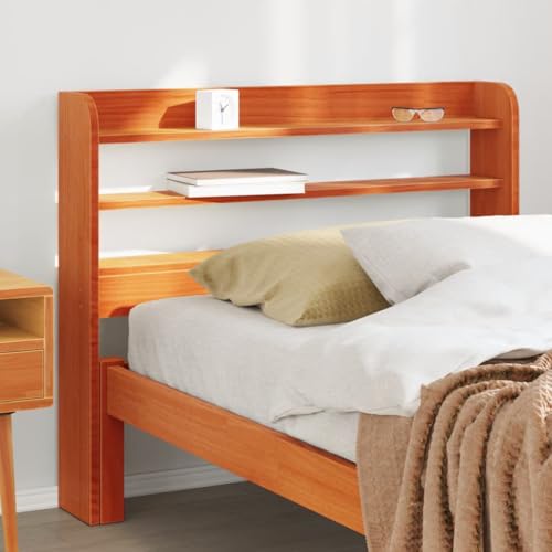 ZQQLVOO Cabecero de Cama con estantes Madera Maciza Pino marrón Solid Pine Wood Headboard with Shelves, Stable Bed Frame Headboard with Storage for Bedroom, Space Savin