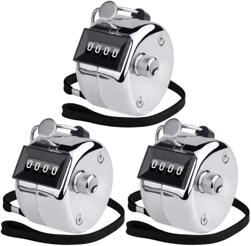 KTRIO Compteur Manuel, Compteur en métal Klicker Counter, Compteur à 4 Chiffres pour Le comptage de personnesCoaching, Tricot, Personnes,Golf et Compteur de Lignes,Argent Cover