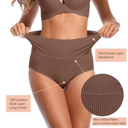 Image of UMMISS Womens Underwear Cotton High Waisted Tummy Control Panties Plus Size Full Coverage Ladies Briefs