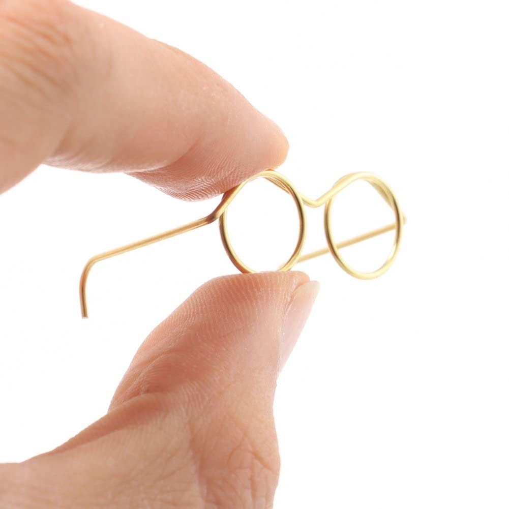 10 Paires Lunettes Miniatures Sans Verre - Cadre Métal Noir Rond Rétro - Pour Poupées, Figurines, Artisanat
