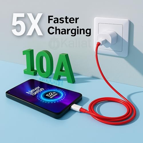 Image of 100W USB-A to Type-C Cable Original Fast Warp Charging Cord for OnePlus 11,11R,10 Pro,10R,10T,9RT,9R,8R,8T Charge Cable for 6 /6T /7 /7T,Nord,Ce2 Lite 5G,Ce 3 5G,Ce3| Fast Charger wire (1m) (Red)