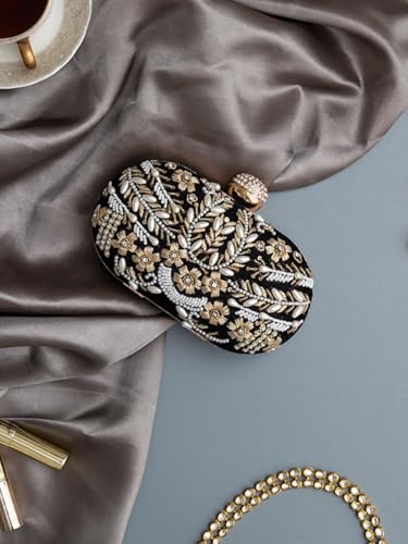 Image of THE TAN CLAN Elizah Zarozi Hand Embroidered Clutches for women Purses Luxury Evening Handbags for ladies