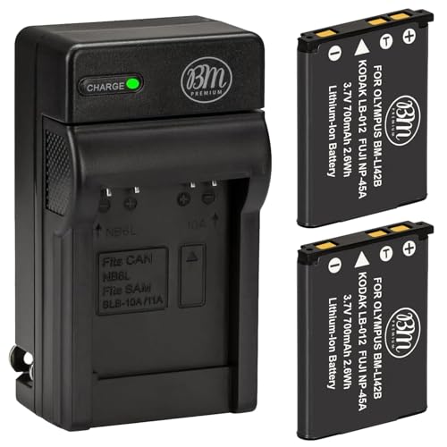 BM Premium 2-Pack of LB-012 Batteries and Charger for Kodak KLIC-7006 PIXPRO FZ55 FZ55-BK FZ53 Cameras