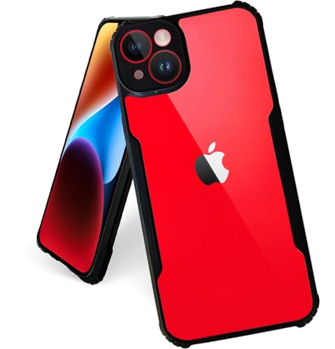 Image of AIBEX Crystal Clear Back Cover Case for Apple iPhone 14 Plus | 360 Degree Protection | Shock Proof Design | Transparent Back Cover Case (PC & TPU, Black Bumper)