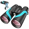 Tinllaans 15x55 HD Binoculars for Adults – High Powered Large View, BAK4 Prism, Waterproof & Lightweight for Bird Watching, Hiking, Travel, Cruise, Sports with Phone Adapter (Blue)