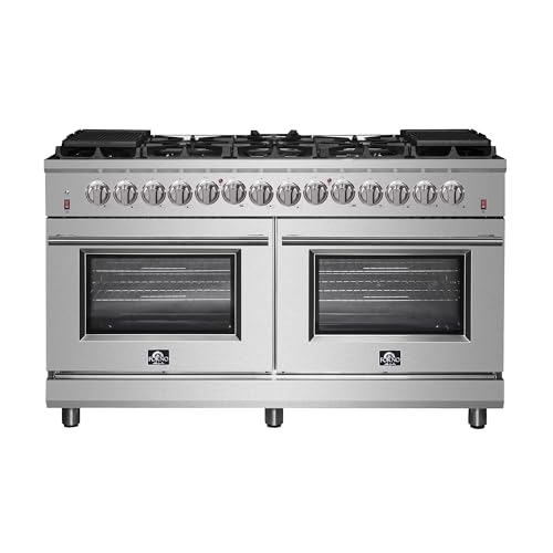 Forno Massimo 30″ Freestanding Dual Fuel Range with 5 Sealed Burners 68,000BTU, Wok Support & Griddle, 4.32 cu.ft. Oven - Modern Design Fuel Range with Pro-Style Handle and Zinc Coated Metal Knobs