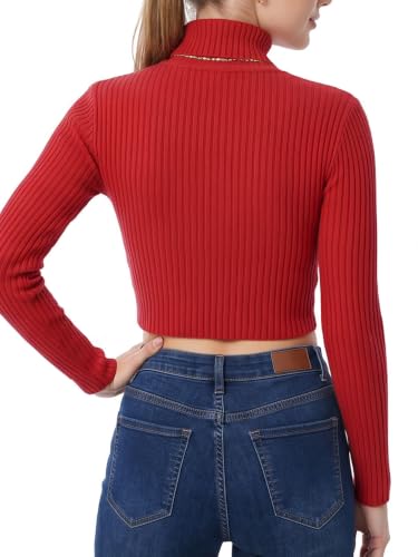 Image of MixMatchy Women's Cropped Ribbed Turtleneck Sweater