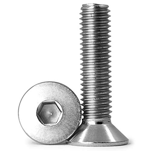 KONGKI M5-0.8 x 30mm Flat Head Socket Cap Screws, 304 Stainless Steel (18-8), DIN 7991, Allen Socket Drive,Full Thread, Machine Thread, 50 PCS