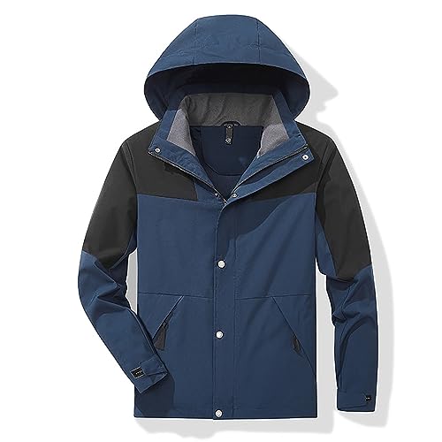 Men's 3-in-1 Stormsuit, Winter 3-in-1 Functional Jacket, All-Weather Outdoor Coat, Waterproof, Windproof,Breathable, Fleece Insulation, Unisex Raincoat, Leisure-Ready ( Color : Blue(single jacket) , S