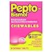 Pepto Bismol Chewable Tablets, Upset Stomach Relief, Nausea Relief, Heartburn Relief, Indigestion Relief, Anti Diarrhea Medication for Adults - 5 Symptom Relief, 30 ct