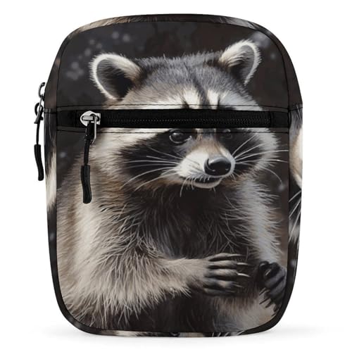 Personalized Small Crossbody Bag Water Resistant Messenger Bags Mini Raccoon Printing SlingBag For Men Women