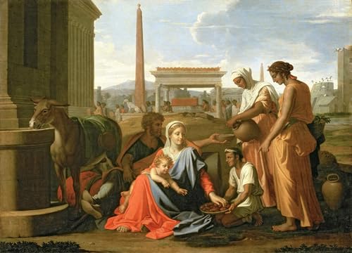 Impression toile Le Repos pendant la fuite en Égypte Nicolas peinture premium 60x90cm