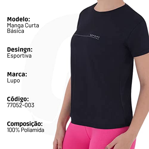 Lupo Camiseta, Blusa Feminino, Preta (Black), GG