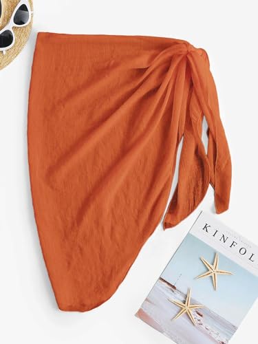 Image of ZAFUL Women's Sarong Coverups Beach Wrap Sheer Bikini Cover Up Mini Skirt | Wraps Swimwear, Cover Ups for Swimwear, Multi-Wear, Texture, Floral