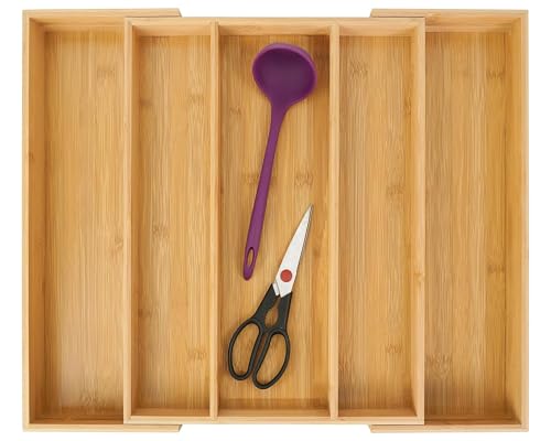 Utoplike Bamboo Expandable Kitchen Drawer Organizer, Adjustable Utensil Holder and Cutlery Tray...