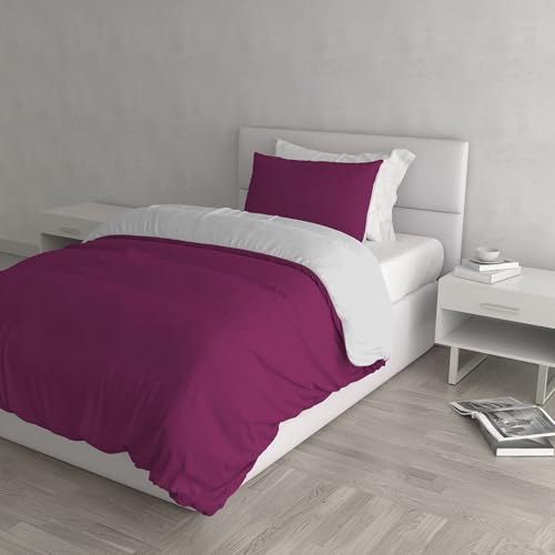 Italian Bed Linen Funda nòrdica Fucsia/Gris 1.5 plazas (200 x 200 m + 52 x 82 cm)