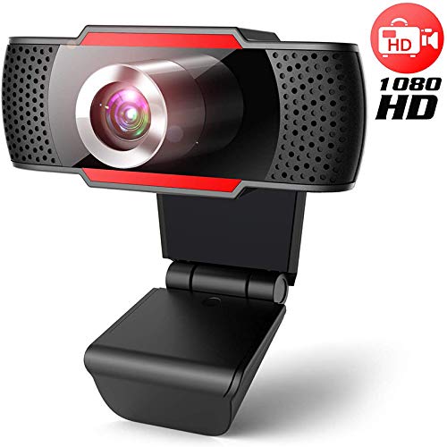 Webcam pc con micrófono, Web cámara 1080p con micrófono reducción de Ruido, Vista Gran Angular de 105º para transmisión en Streaming, conferencias en Zoom, Youtube, Skype, Compatible con Windows, Mac