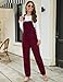 Flygo Corduroy Overalls for Women Loose Fit Adjustable Straps Long Bib Pants Wide Leg Jumpsuits with Pockets(Burgundy-M)