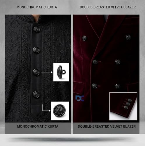 Image of Pack of 12 Black Color Buttons Diameter 18 mm,(28L) for Sherwanis, Waist Coat for Men and Art and Craft Round Buttons