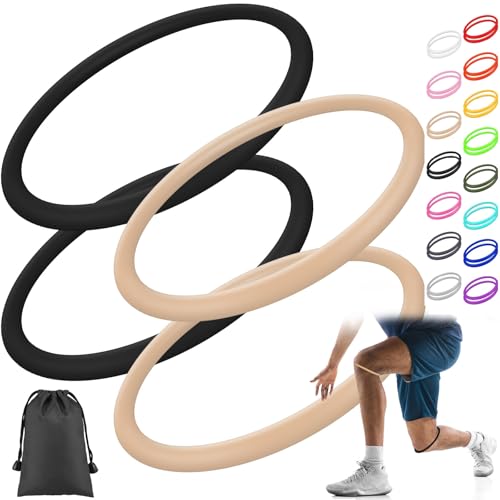 Image of Foilswirl Silicone Patella Knee Band for Basketball Patella Tendon Support Knee Pain Running Tendon Brace Support Strap(4,Black and Nude Color,M)